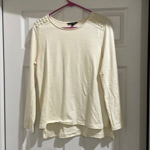 Banana Republic Embellished Shoulder Long Sleeve off white shirt size Medium